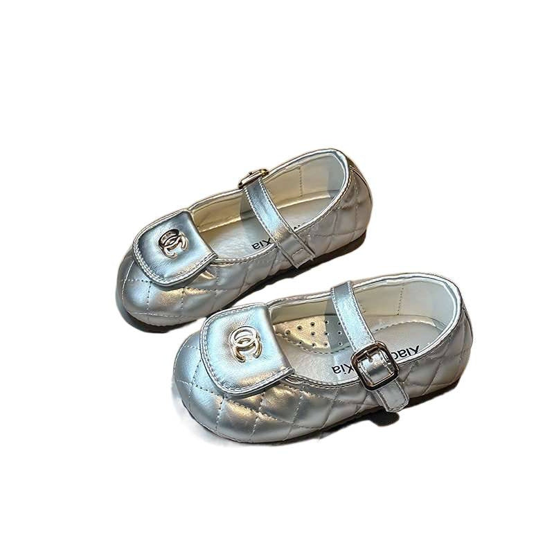Chanel Kids Black Leather Flat