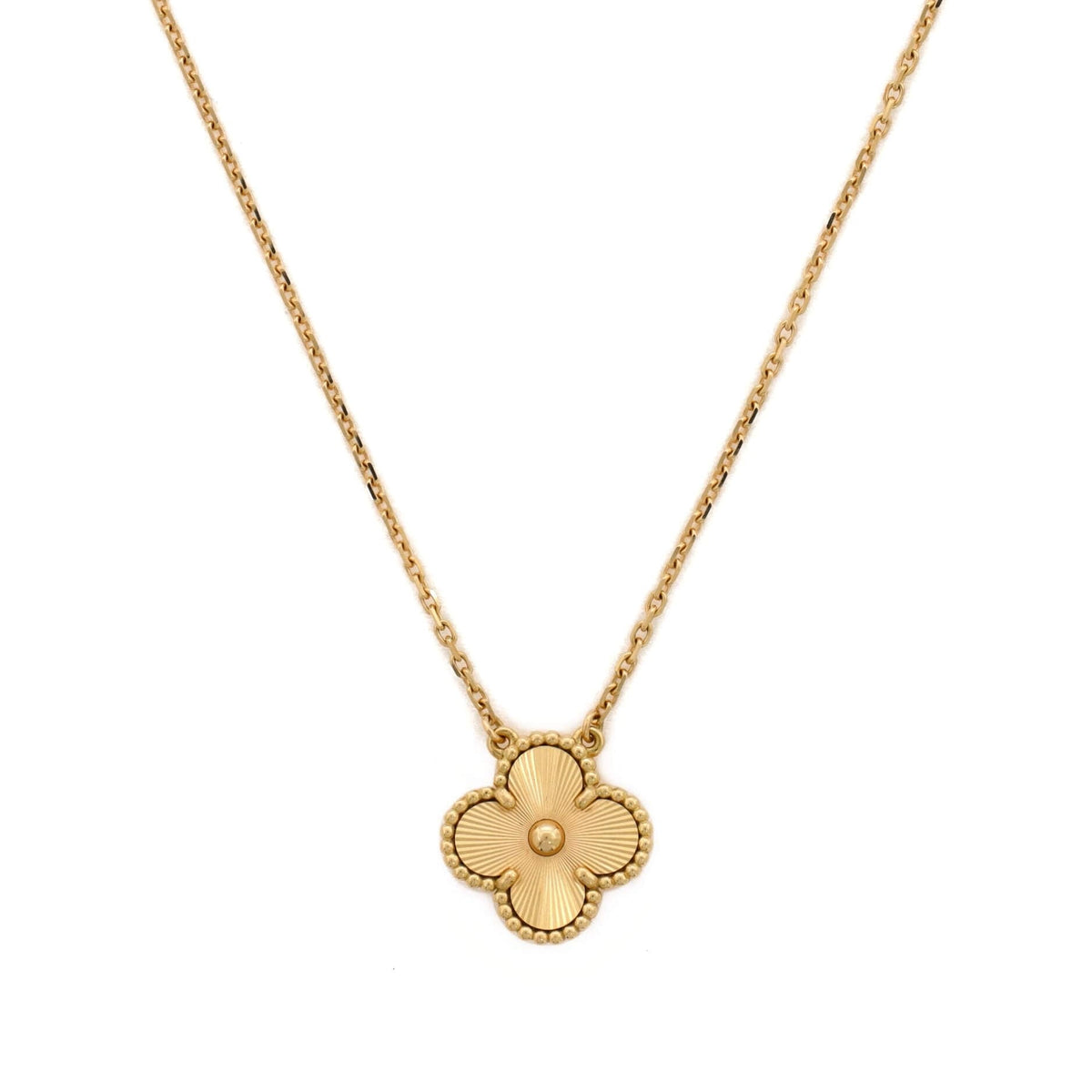 VCA 5 Motifs Bracelet Necklace Earrings Guilloche 18K Yellow Gold