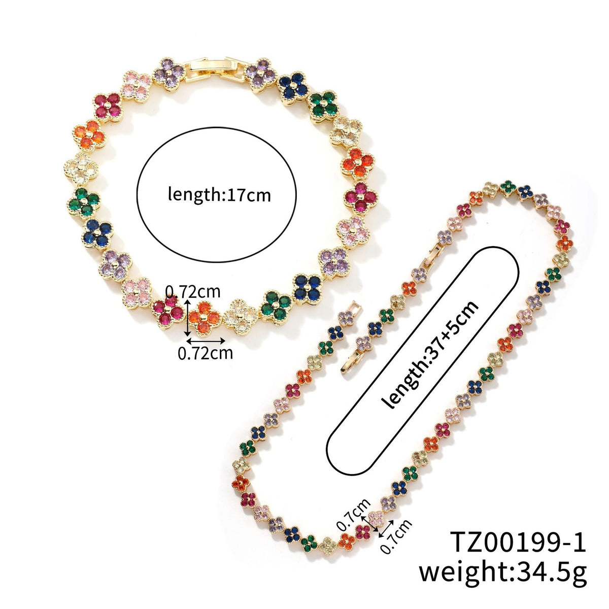Colorful Clover Diamond Bracelet Necklace