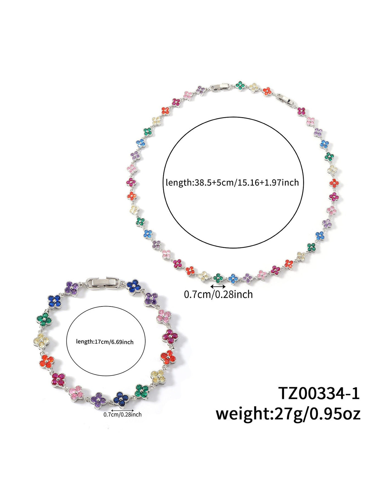 Colorful Clover Diamond Bracelet Necklace