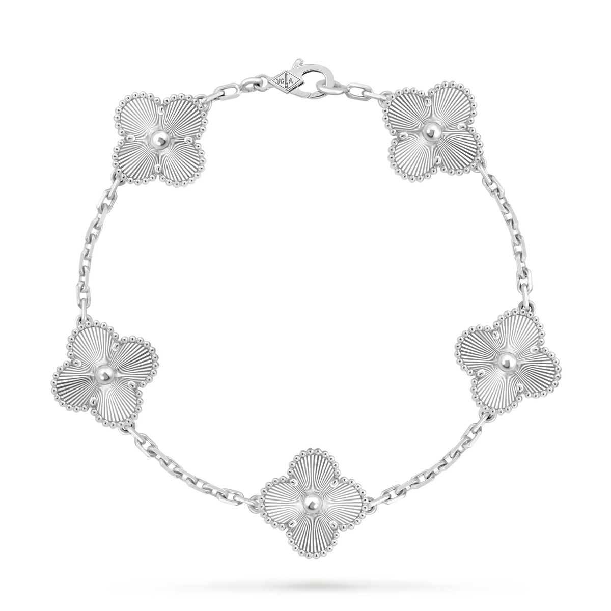 VCA 5 Motifs Bracelet Necklace Earrings Guilloche Silver Laser